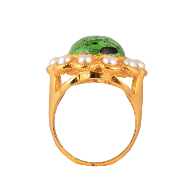 Oceana Ring Green Turquoise/Pearl